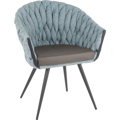 Braided Matisse Accent Chair in Grey Leatherette & Blue Fabric